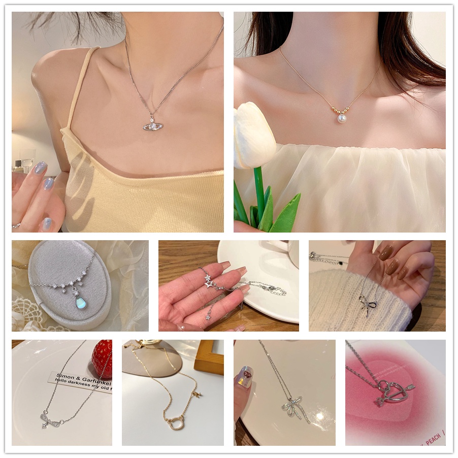 เครื่องประดับ สร้อยคอ จี้ไข่มุก ดาวเสาร์ ประดับเพชร เข้ากับทุกการแต่งกาย แบบเรียบง่าย แฟชั่นทันสมัย สําหรับผู้หญิง