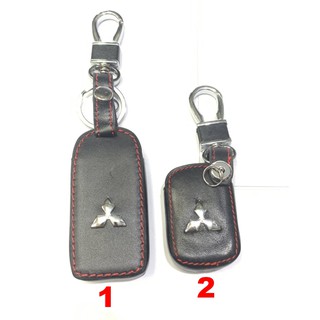 Mitsubishi มีหลายรุ่น Pajero LANCER ซอง รีโมท กุญแจ หนังเเท้ มีทุกรุ่น Black Leather Car Remote Control Key Bags Case