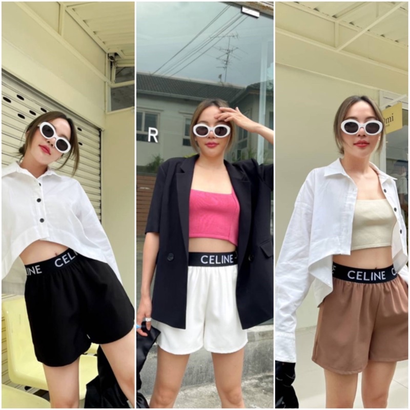 🔥saleขาดทุน🔥พร้อมส่ง🚀Akkara🚀 กางเกงขาสั้น ขอบเอวยาง สกรีนตัวหนังสือCL งานป้ายakkara