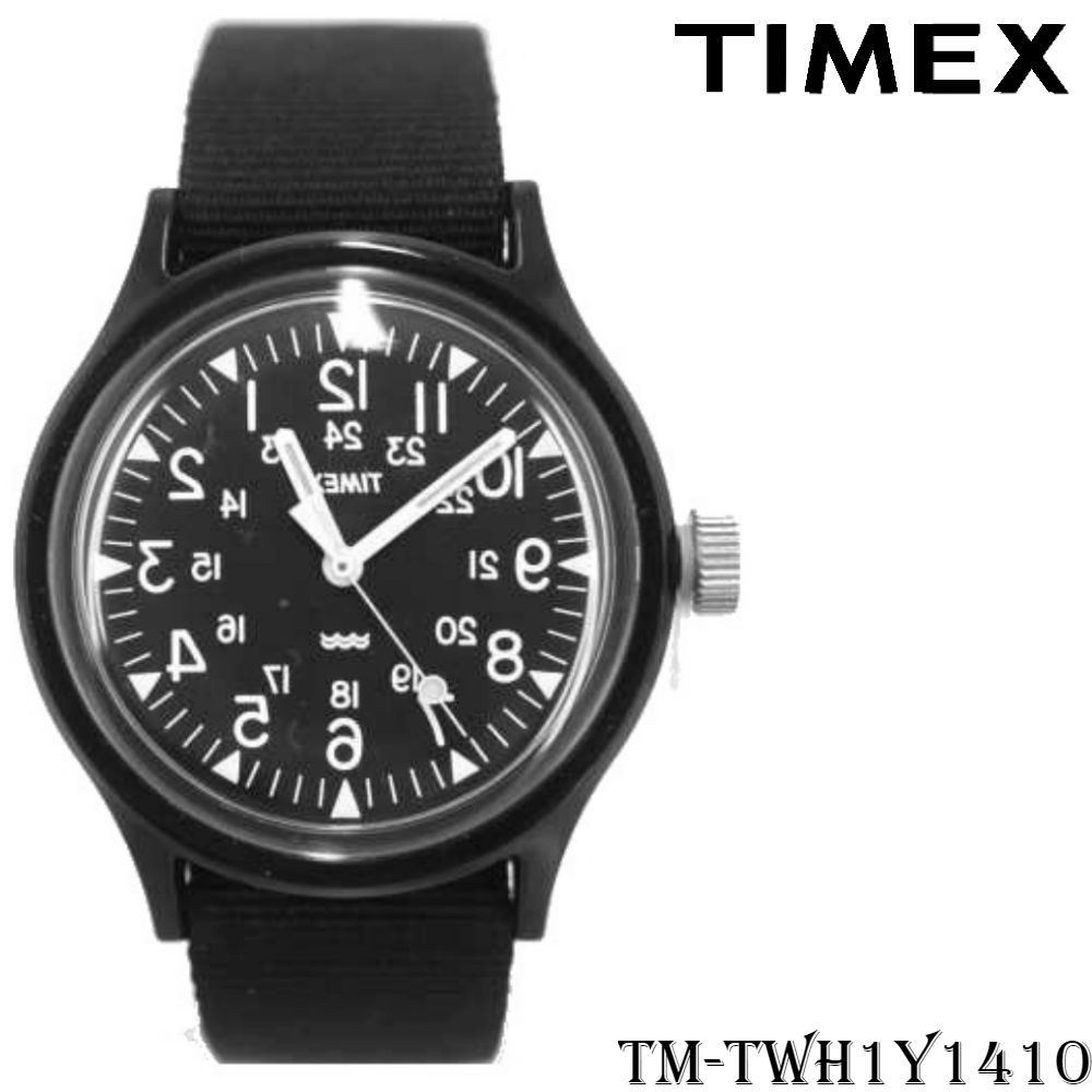 Timex TM-TWH1Y1410 นาฬิกาข้อมือผู้ชาย สายผ้าไนล่อน สีดำ (รุ่นพิเศษ ตัวเลขหน้าปัดกลับด้าน)