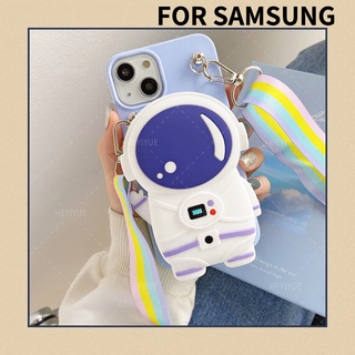 Cartoon Coin Bag Spaceman Silicon กระเป๋าซิปกระเป๋าโทรศัพท์ เคส SAMSUNG A10s A20s M30s M31 A51 A71 A21 A31 A41 A21s M51 A42 A12 A52 A72 A32 A02 Phone Case With Lanyard