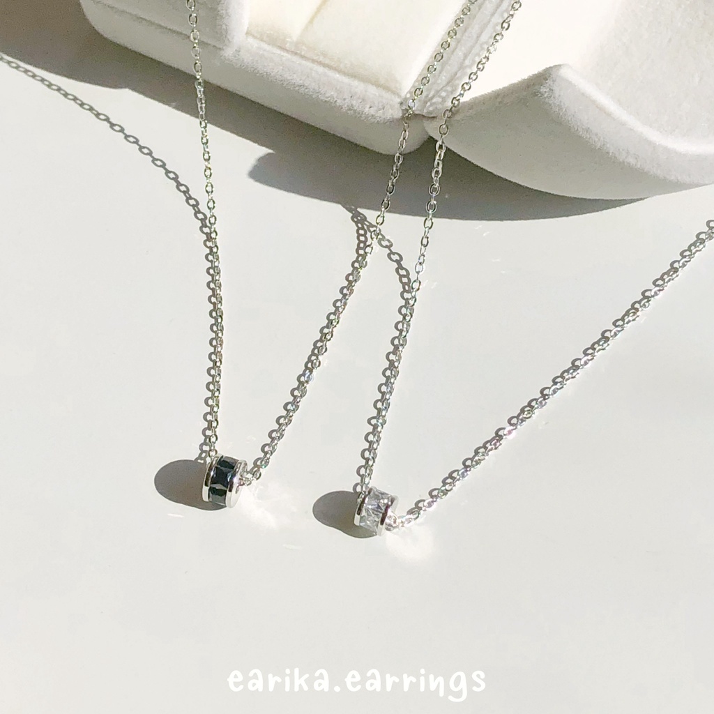 earika.earrings - mini gem wheel necklace สร้อยคอจี้วงล้อเพชรเงินแท้ S92.5 ปรับขนาดได้ (มีให้เลือกสอ