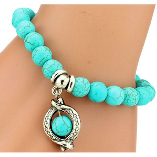 สร้อยข้อมือวินเทจแบบกำไลนำโชค Handmade  พร้อมจี้ แนว Boho VINTAGE Turquoises CROSS Tree SNAKE Owl Charm