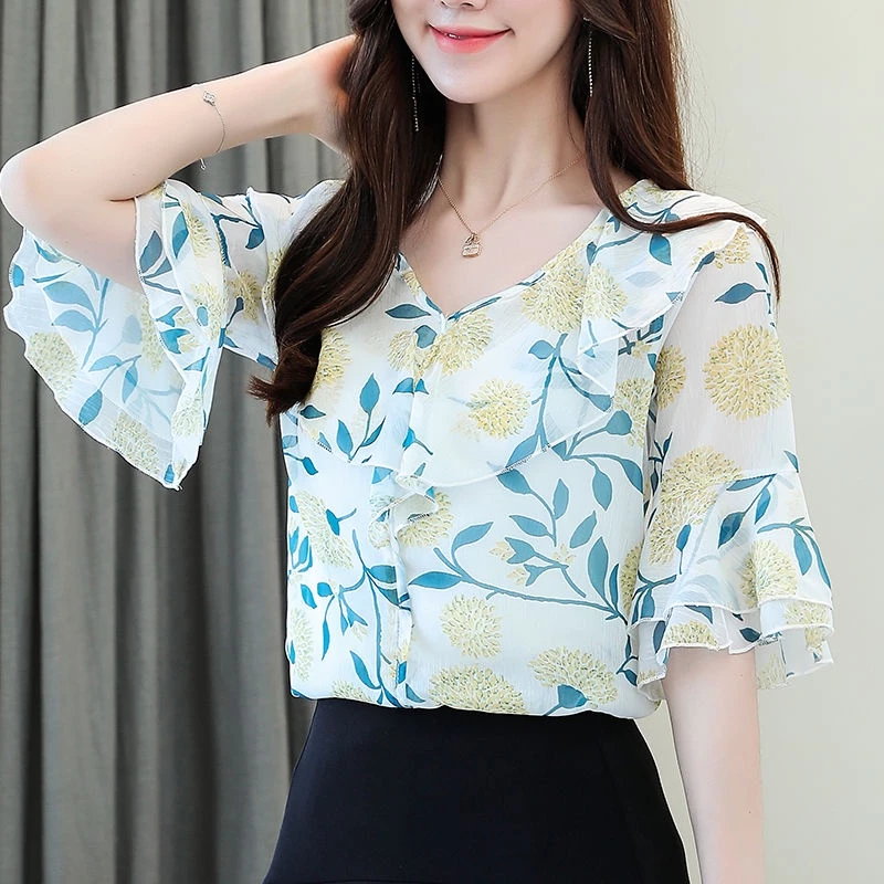 เสื้อชีฟองลายดอกไม้แขนสั้น thumbnail 6