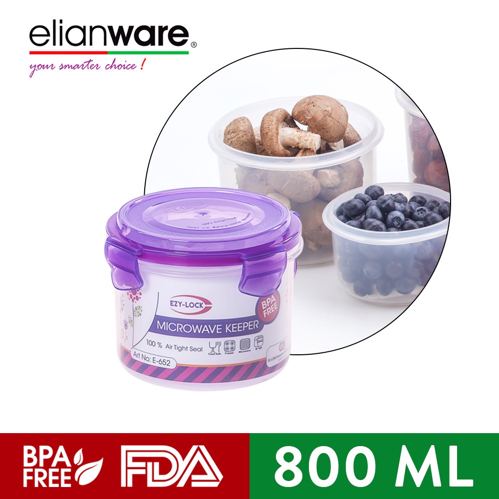 Elianware Ezy-Lock Airtight Seal Round Microwavable Food Containers