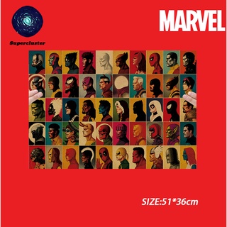 โปสเตอร์กระดาษคราฟท์ ลาย Marvel "Heros head icon" สไตล์เรโทร ขนาด 50.5*35 ซม. สําหรับตกแต่งผนัง