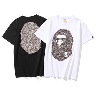 Bape เสื้อยืดแขนสั้นเนื้อผ้าฝ้ายแฟชั่นพิมพ์ลายสําหรับผู้หญิงและผู้ชาย