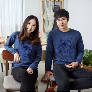 เสื้อแขนยาว Sweater ปัก ลายหมาป่า ผ้านุ่ม COTTON 100%