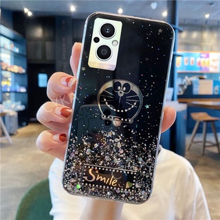 New Doraemon เคส For OPPO Reno 7 Z 5G 2022 Bling Glitter Clear Star Space TPU Soft เคสโทรศัพท์ OPPO Reno7 Z 5G