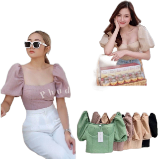 โปรโมชั่น : พร้อมส่ง เสื้อครอปแขนสเมิร์ฟ Tag INTUON✨Wewaขายดี✨เสื้อครอปแขนพอง เสื้อครอป เสื้อครอปแขนตุ๊กตา ชุดไปคาเฟ่ ชุดไปเที่ยว