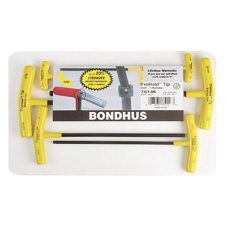 BONDHUS ชุดประแจหกเหลี่ยมตัวที หัวบอลแบบมีปุ่มยึด ระบบนิ้ว รุ่น75146 (บอนดัส)