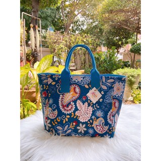 🌈กระเป๋าถือ คล้องแขน mini Shopping Bag หนัง pvc อย่างดี  ⭐️❤️ลายดอก สีฟ้่าน้ำทะเล งาน Diy ⭐️พร้อมส่ง