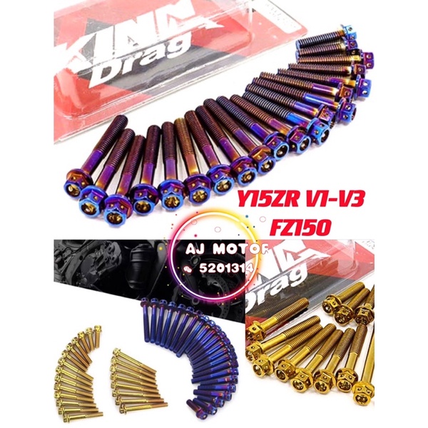 YAMAHA Y15ZR V1 V2 FZ150 V3 TITANIUM GOLD ENGINE SCREW SET Y15 FZ CLUTCH MAGNET COVER SKRU BOLT NUT 
