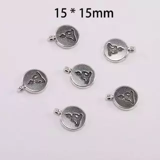 10Pcs จี้โอมเงินธิเบต จี้รูปดอกบัวสีเงินสําหรับทําเครื่องประดับ