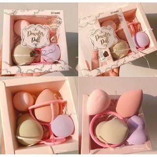 XIXI Beauty เซตฟองน้ำแต่งหน้า ฟองน้ำไข่ สีมุ้งมิ้ง เนื้อแน่นเกลี่ยรองพื้นเนียนกริบ