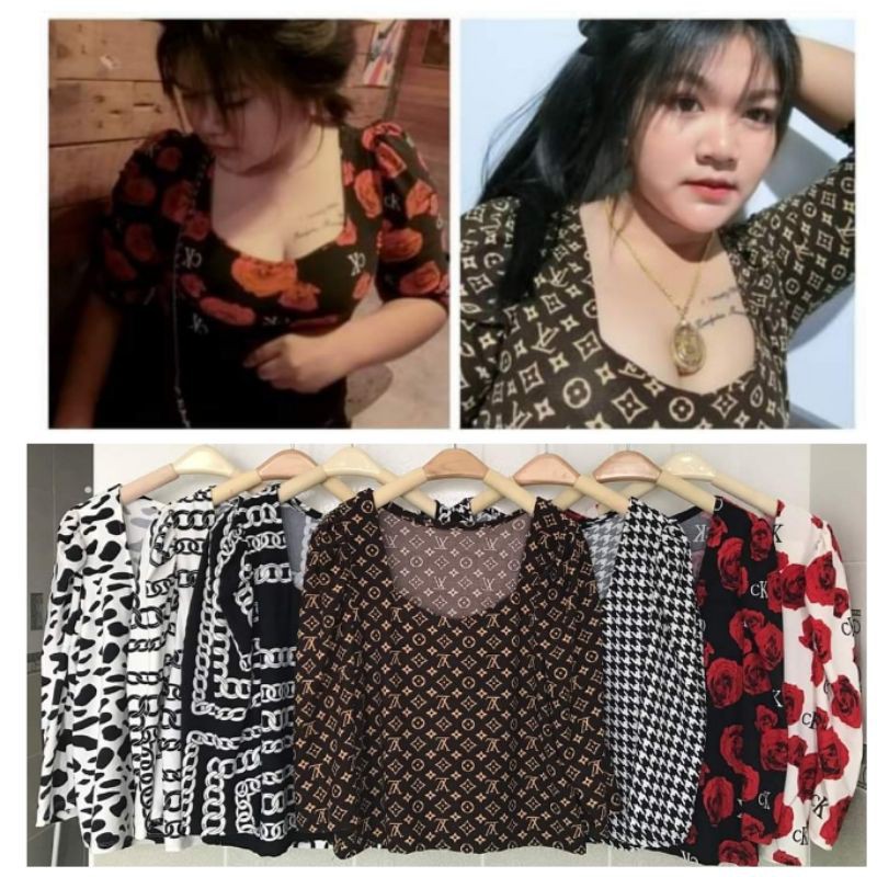 เสื้อผ้าสาวอวบ/ITYแขน4ส่วน คอเหลี่ยม