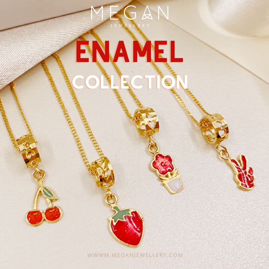Megan Jewelery Enamel Locket/Charm Gold 916 ( ต ่ ํากว ่ า 1กรัม