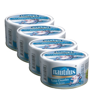 นอติลุส ทูน่าชนิดก้อนในน้ำเกลือ 170 กรัม x 4 กระป๋อง Nautilus Tuna Steak in Brine 170g x 4 Cans