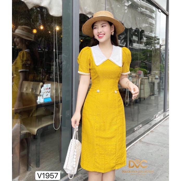 ชุดสีเหลืองและชุดคอของผู้หญิง - ผลิตภัณฑ์การออกแบบ DVC