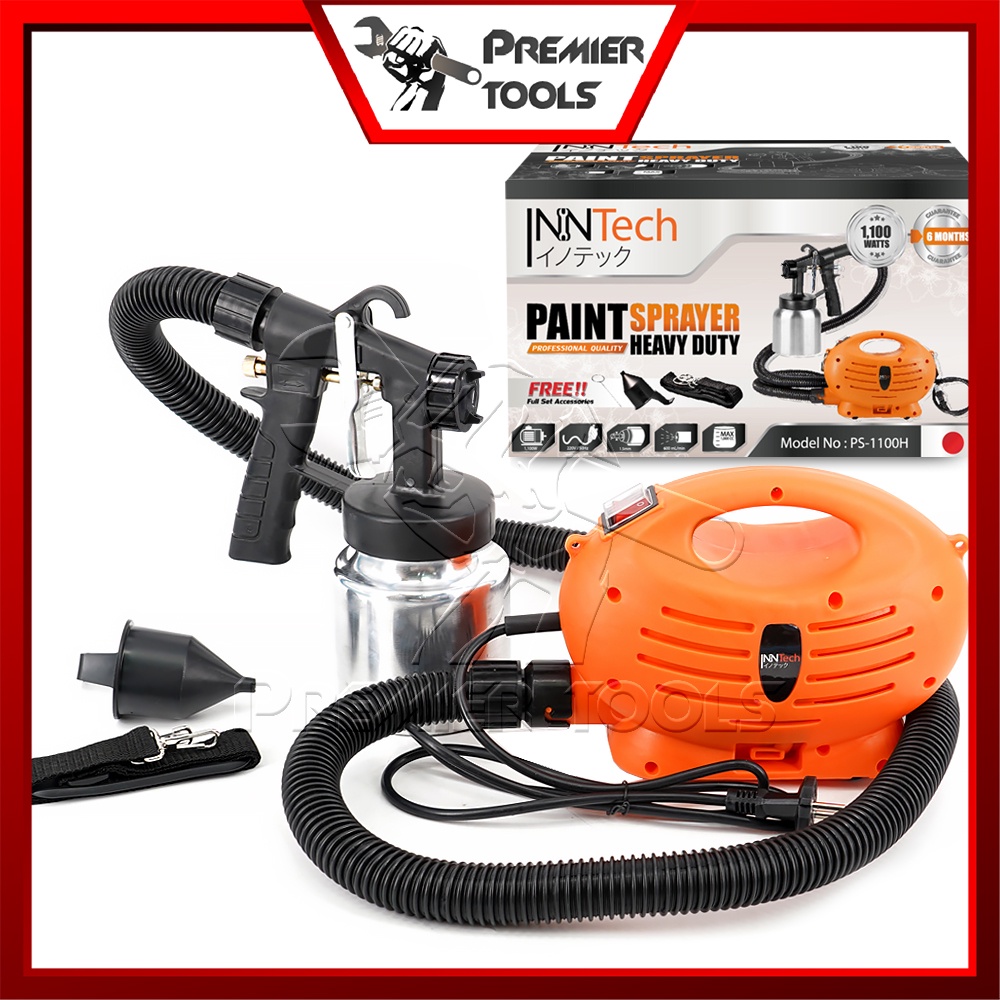 InnTech เครื่องพ่นสี กาพ่นสี เครื่องพ่นสีไฟฟ้า 1,100W รุ่นท๊อป PS-1100H ทาสี พ่นสี พร้อมสายสะพาย และอุปกรณ์ครบชุด