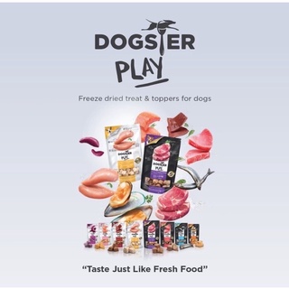 DOGSTER PLAY ขนมและท๊อปปิ้งฟรีซดรายสำหรับสุนัข/ขนมหมา40g.