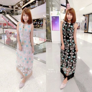 (5639) Maxi Dress แม็กซี่เดรสแขนกุด