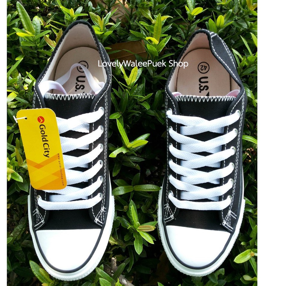 รองเท้าเกาหลีผู้หญิง Converse Gold City สีดำ รองเท้าผ้าใบ พื้นนุ่ม ใส่ทน Size 36-47