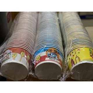 ถ้วยกระดาษ 850 cc มีลายสีสัน ลายไก่และสีขาว (50ใบ/แพค)รายการขายแยกถ้วยและฝา