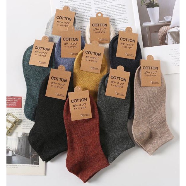 [ซื้อ 1 คู่ แถม 1คู่ ]  ถุงเท้าข้อเหนือตาตุ่ม ช/ญ ใส่ได้ ถุงเท้าสีพื้น พร้อมส่งทุกสี  AB