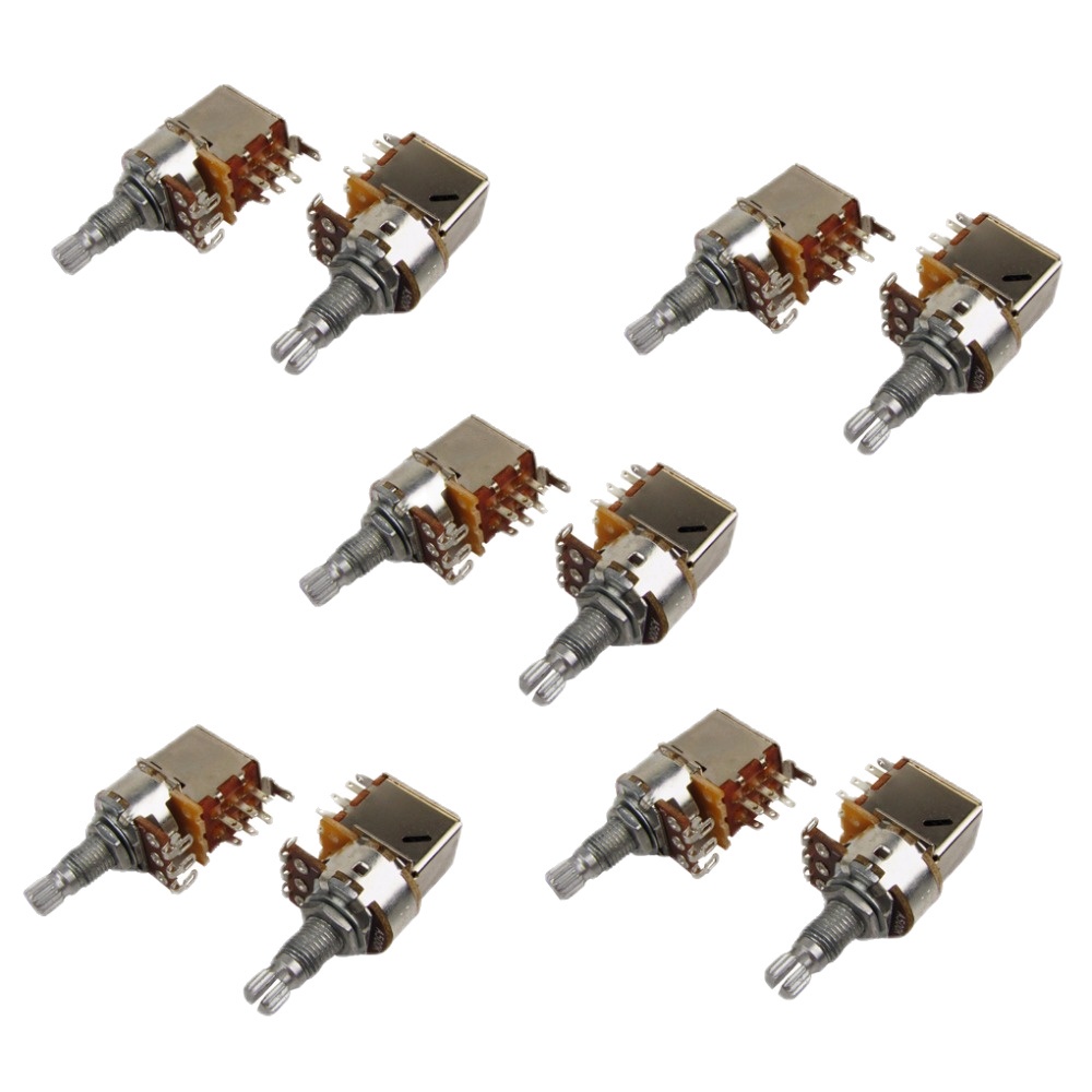 Fleor 12pcs ยาวเพลา Push ดึง Potentiometer หม้อ A500K /B500K/A250K/B250K สําหรับชิ้นส่วนกีตาร์ไฟฟ้า