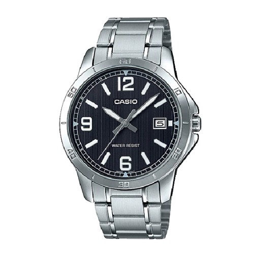 Casio นาฬิกาข้อมือผู้ชาย สีเงิน สายสแตนเลส รุ่น MTP-V004D, MTP-V004D-1B2UDF