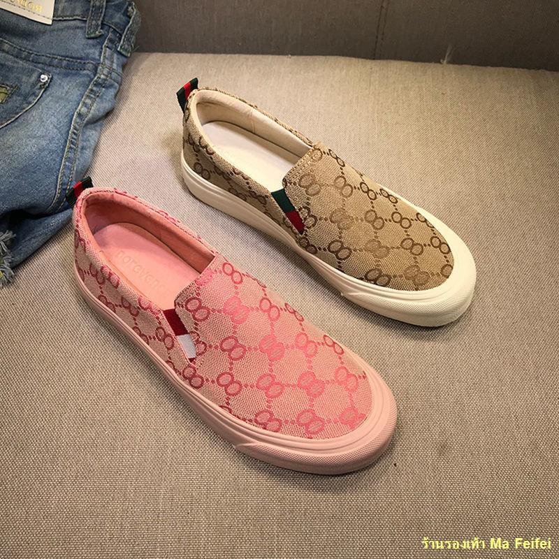 Spot #Loafers Women s British New Style Flat Single Shoes One Foot Social Casual Breathable รองเท้าผ้าใบ