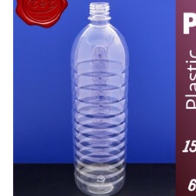 (713) ขวดพลาสติก PET 1.5 ลิตร, ขวดเปล่าพลาสติกกลมหนา 1500ml 瓶子 พร้อมฝา, Botol Bulat Plastik Tebal