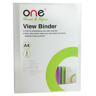 แฟ้มโชว์เอกสาร A4 ใส (เล่ม20ซอง) ONE/A4 clear file display folder (20 booklets) ONE