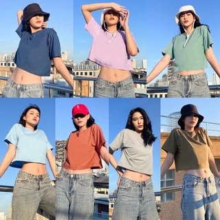 เก็บโค้ดลดหน้าร้าน *!! 💗 เสื้อครอป 🤎🤍 งานไทย พร้อมส่ง ผ้าคอตตอน100% 🌈 เสื้อครอปโอเวอร์ไซส์