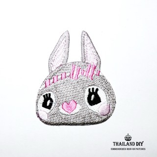 ตัวรีดติดเสื้อ น่ารัก ลาย กระต่าย การ์ตูน หน้ากระต่าย สัตว์ Rabbit Patch งานปัก DIY ตัวรีด อาร์ม ติดเสื้อผ้า กางเกง หมวก