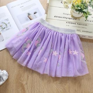 กระโปรง TuTu สีม่วงพาสเทลปักเลื่อมลายม้าน้ำ