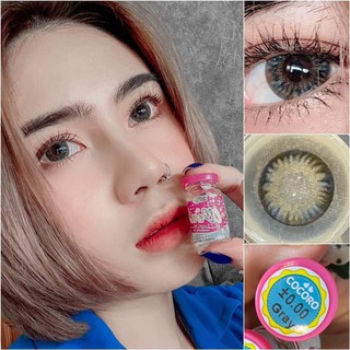 1 คู่ บิ้กอายตาโต สีเทา-ฟ้า ลายHit Tiktok เพิ่มความแบ๋ว สวยใส รุ่น Cocoro Gray แบรนด์ Wink Contact Lens สายตาปกติ