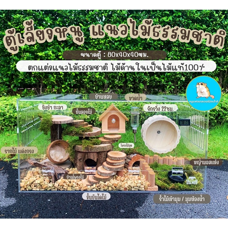 ตู้อะคริลิคเลี้ยงหนูแฮมเตอร์ ขนาดใหญ่ 80x40x40ซม. แนวธรรมชาติ//กรงแฮมเตอร์ บ้านแฮมเตอร์ บ้านหนู กรงส