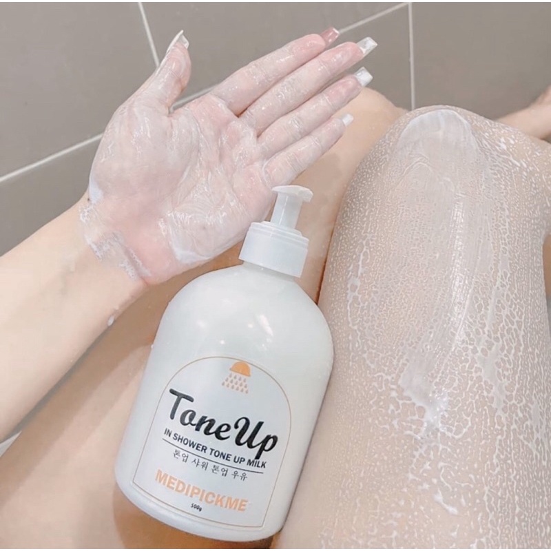 Tone Upครีมอาบน้ำนมแพะตัวขาว💗ล้างออกแล้วขาวเลยขนาด500ml