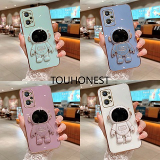 เคส Oppo Realme GT Neo Flash เคส Realme GT Master เคส Realme GT Neo 3 Neo2 Realme Q3 Pro Carnival Q3S Case Oppo K9S F17 Pro Reno 4F 4 Lite Luxury Cute Silicone 3D Astronaut Stand Phone Cover Case โทรศัพท์มือถือ ซิลิโคน ลายนักบินอวกาศ พร้อมขาตั้ง