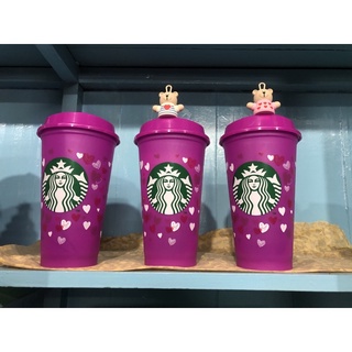 starbucks reusable heart pink hot cup 16 oz valentine color change