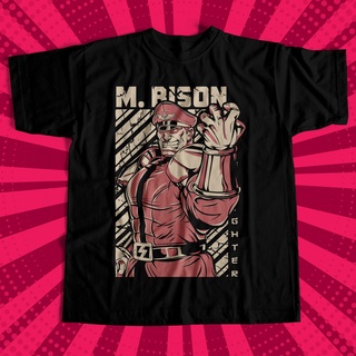 เครื่องบินขับไล่ถนน M. Bison เสื้อเกมส์ ผ้าฝ้าย 100% สีดําS-3XL