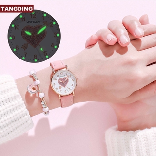 【COD Tangding】Women Watch Waterproof Luminous Electronic Watches for Girls Leather Watch