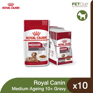 [PETClub] Royal Canin Medium Ageing 10+ Gravy - สุนัขสูงวัย พันธุ์กลาง อายุ 10 ปีขึ้นไป [140 กรัม *ยกกล่อง 10 ซอง]