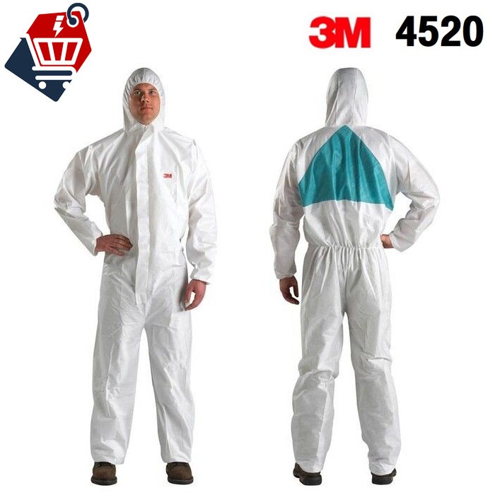 *ของแท้ COVID-19 รอบใหม่ ซื้อบริจาคกันเถอะ: ชุด PPE ชุดป้องกันสารเคมี 3M 4520 Type 5/6 Size L ขาว