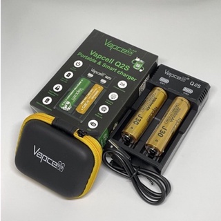 Vapcell ถ่านชาร์จINR18650 J30 3000mAh 15A/35A[ได้ถ่าน2ก้อน]+เครื่องชาร์จถ่านQ2S ของแท้เช็คโค๊ดได้