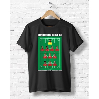 คอลูกเรือเสื้อยืดลายนักฟุตบอลสุดเท่! ลาย"ลิเวอร์พูล XI 2019/20"S-5XL