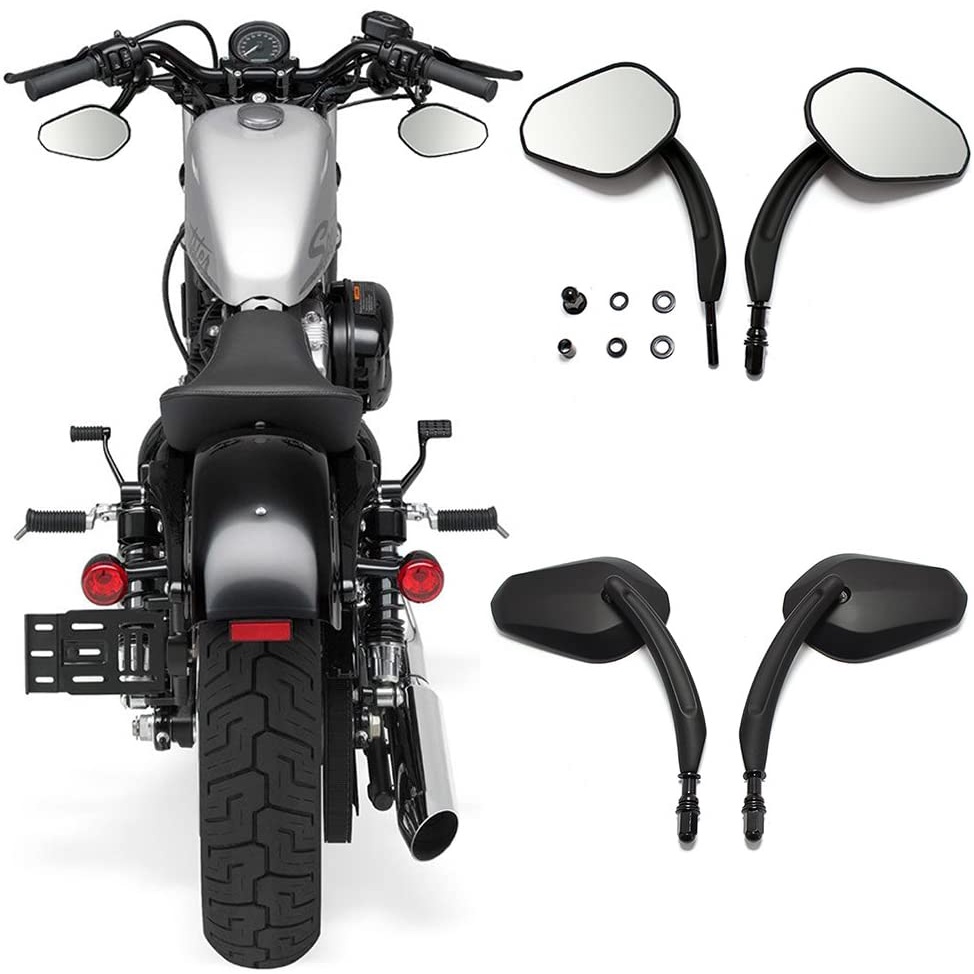 กระจกมองหลังด้านข้างรถจักรยานยนต์สีดําสําหรับ Harley Davidson Street Glide Road King