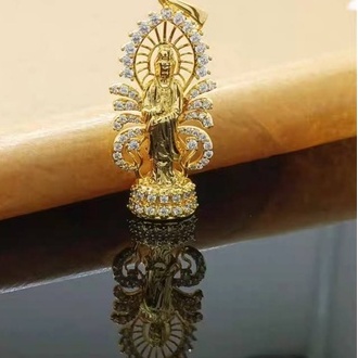 jewelryshop365 K118จี้พระเจ้าแม่กวนอิม นำเข้าจากฮ่องกง (ฝังเพชร)